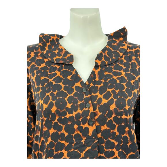 Whistles Dress Womens Small Smudge Animal Frill Sack Leopard Tan Black Mob Wife - Picture 2 of 9